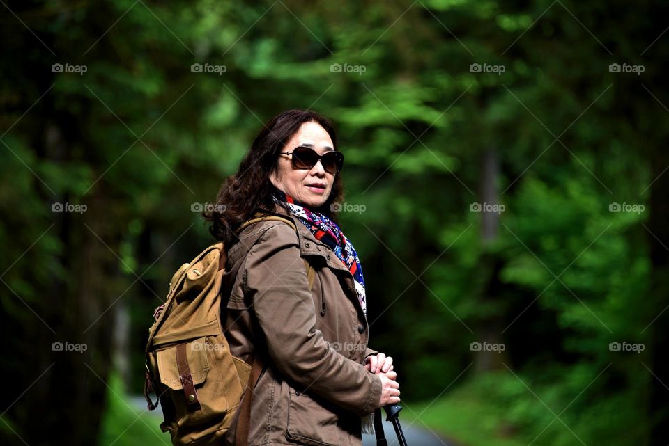 hiking in primeval forest