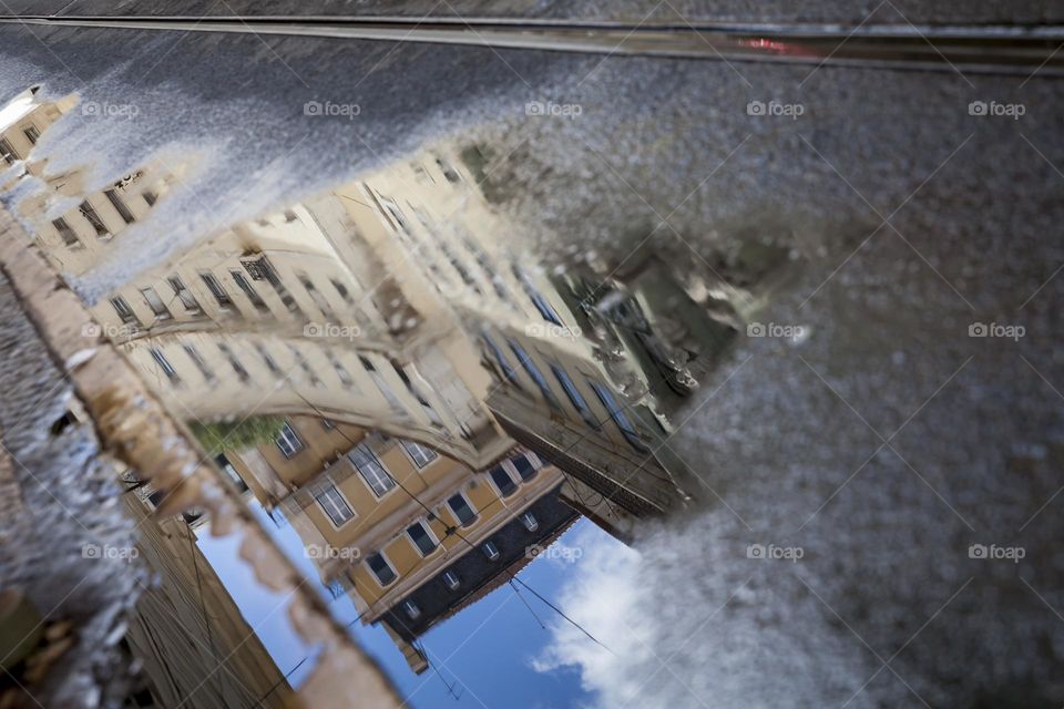 Reflection in the puddle after thd rain