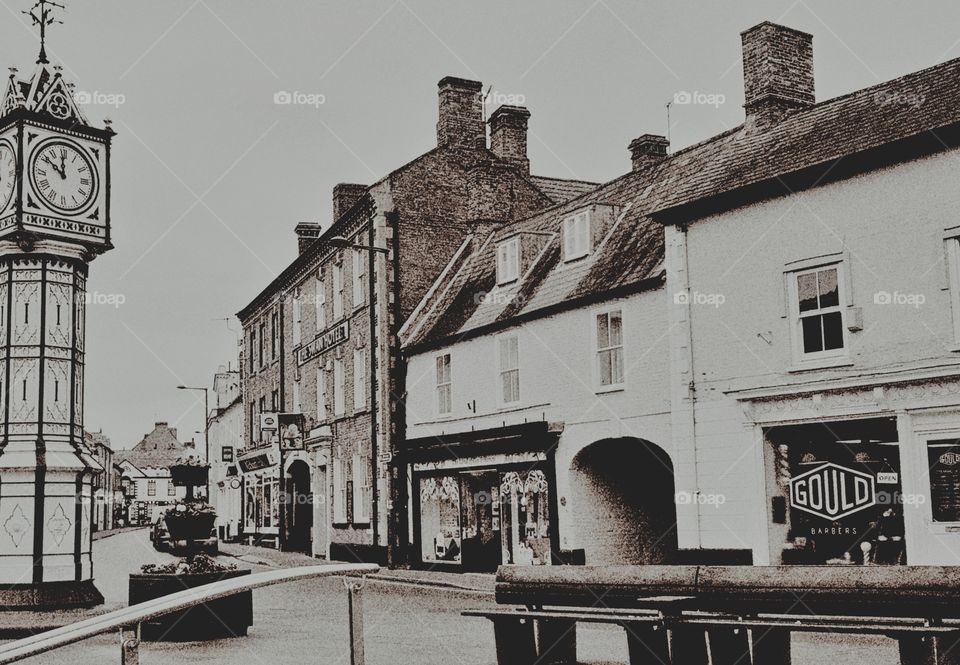 Downham Market as a vintage town black and white