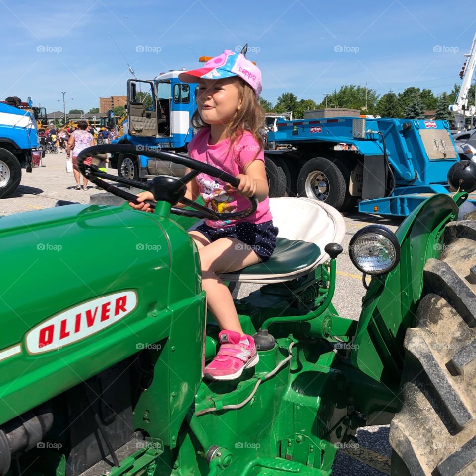 Enjoying The Tractor At The “Meet A Machine” Summer Exhibition!