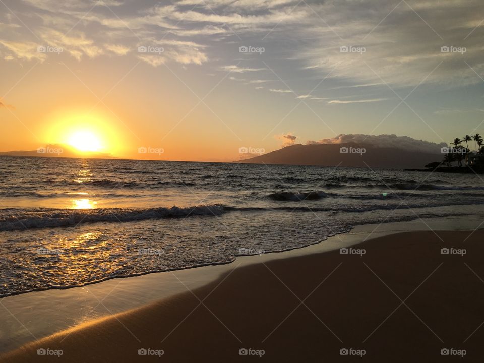 Scenic view of beach during sunset