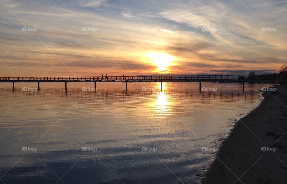 Öresund at sunset. Sea sunset beatiful evening