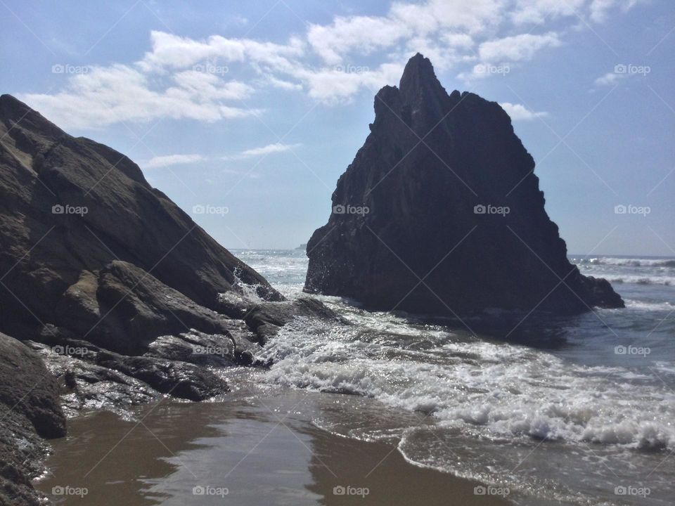 A Rock Formation at Hug Point in Oregon 