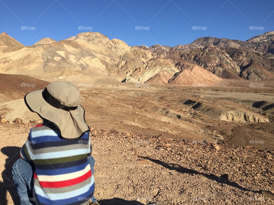 Desert. Admiring the view, desert landscape, people from behind