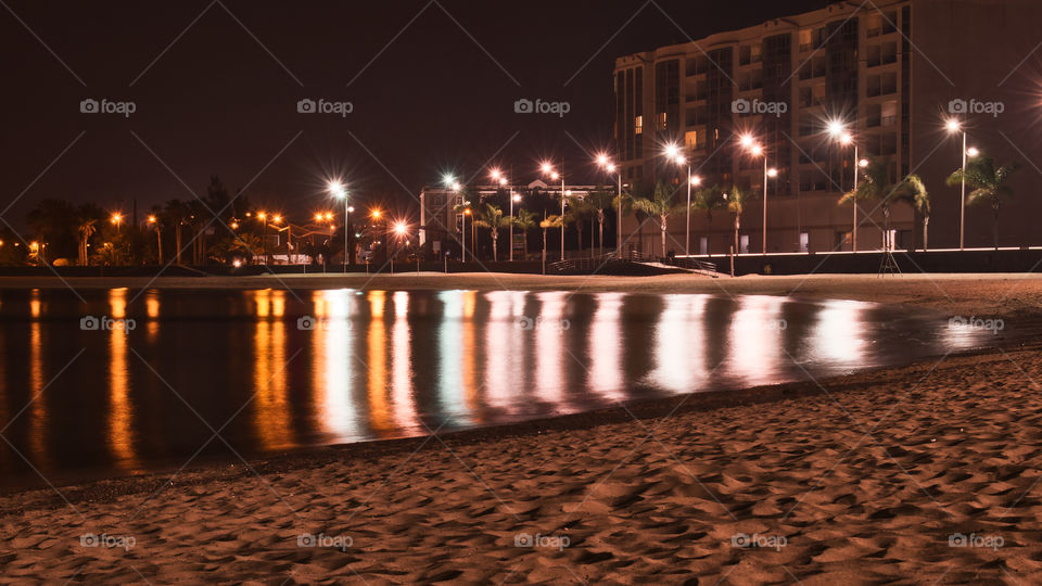 Night lights at Lanzerote, Arrecife beach