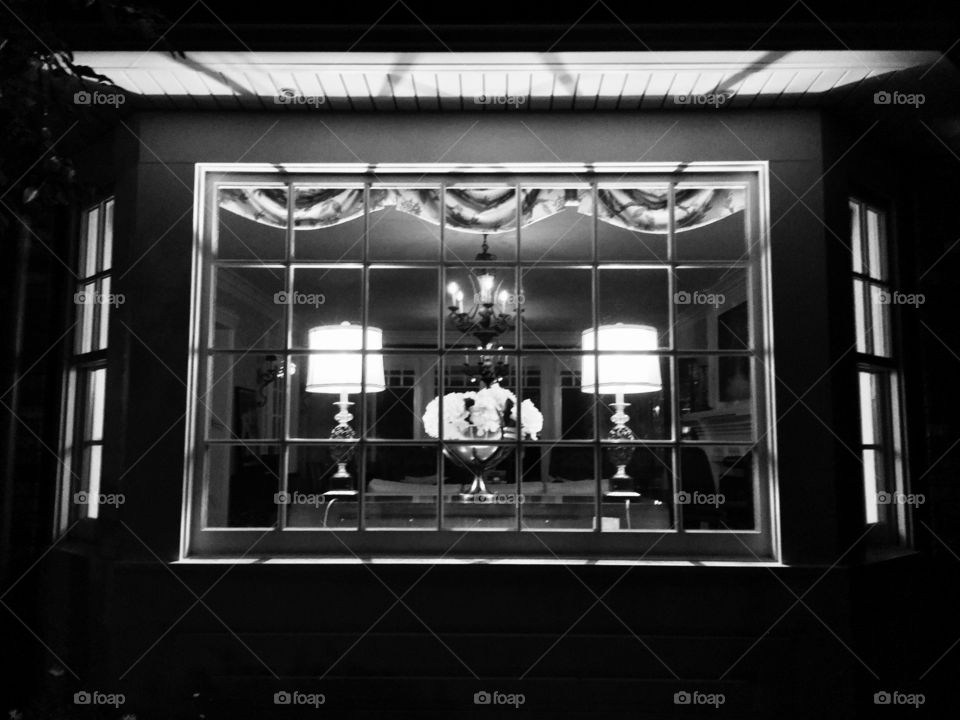 Bay Window - Living Room in Black and White