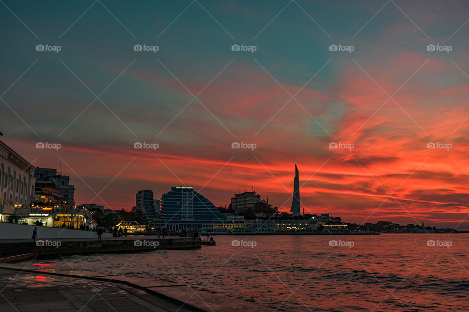 Sunset in city Sevastopol
