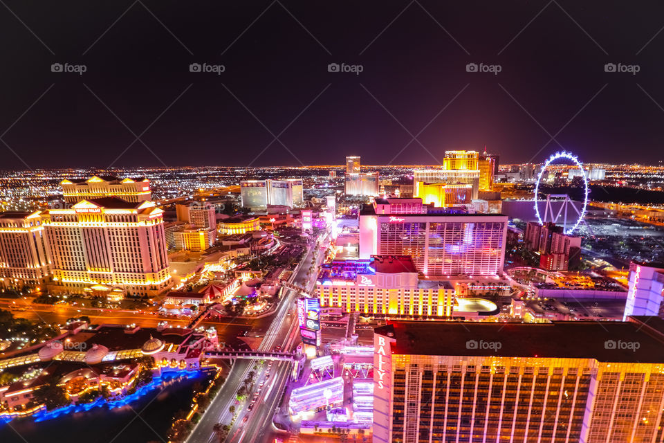 The Las Vegas Strip seen from the Eiffel Tower at Paris Casino and Resort. Las Vegas is THE world capital of night scenery- well, in my mind at least.
