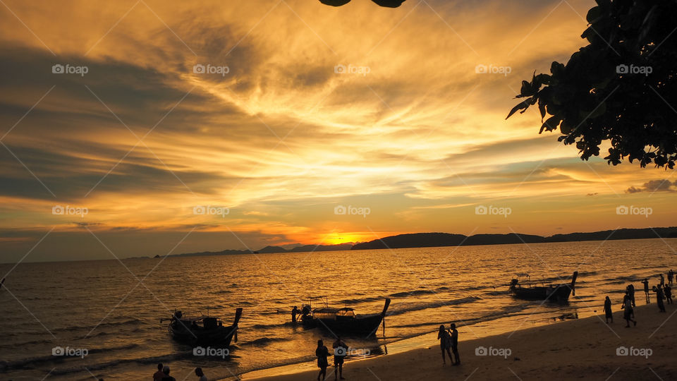 Amazing sunset in a tropical island