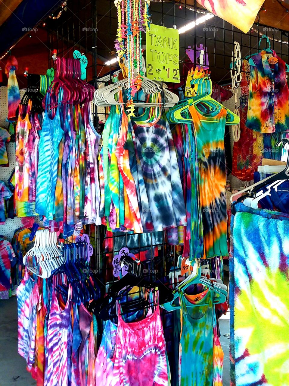 tie dye shop at flea market beautiful colors