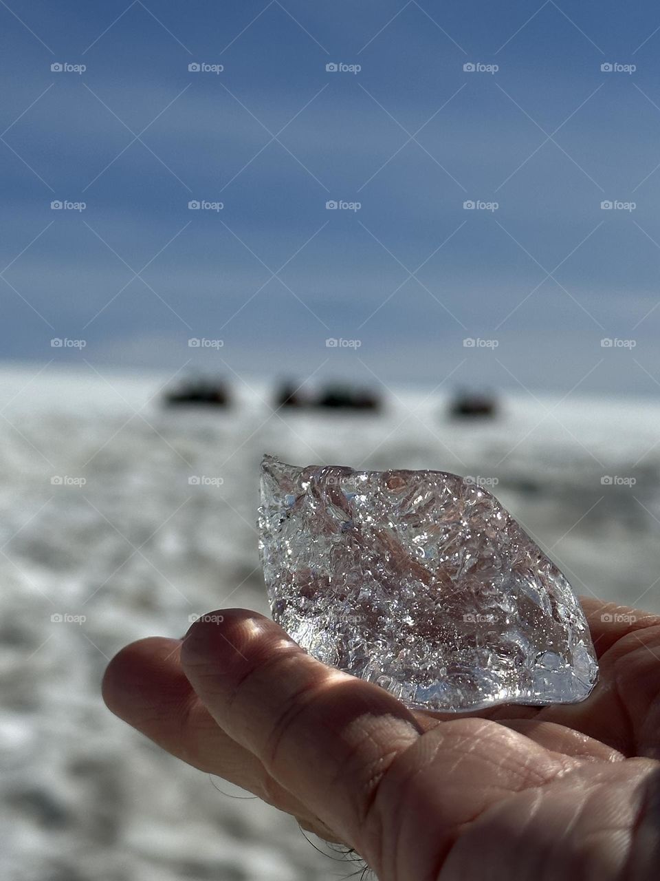 Melting glacier ice in my hand