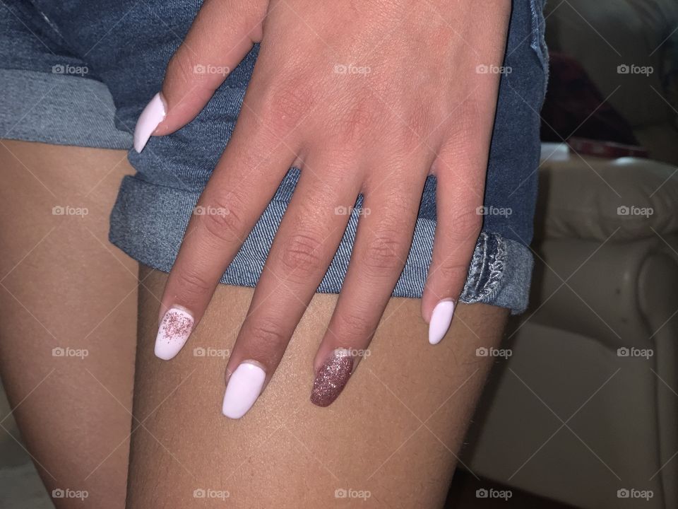 My almost 13 year old daughter got her gel nails for the first time.