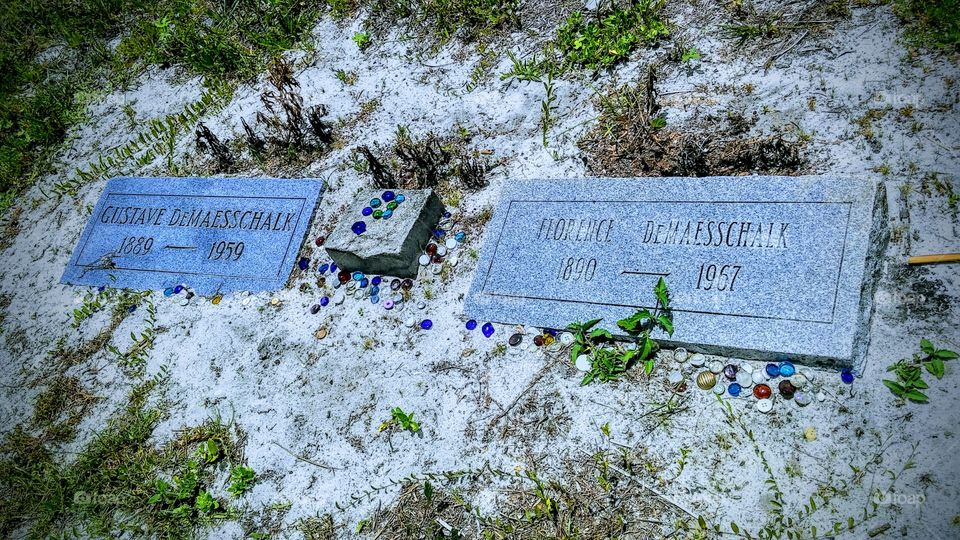 Headstones with marbles