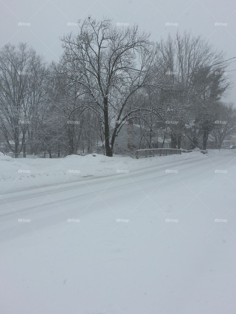 snow bridge. snow storm
