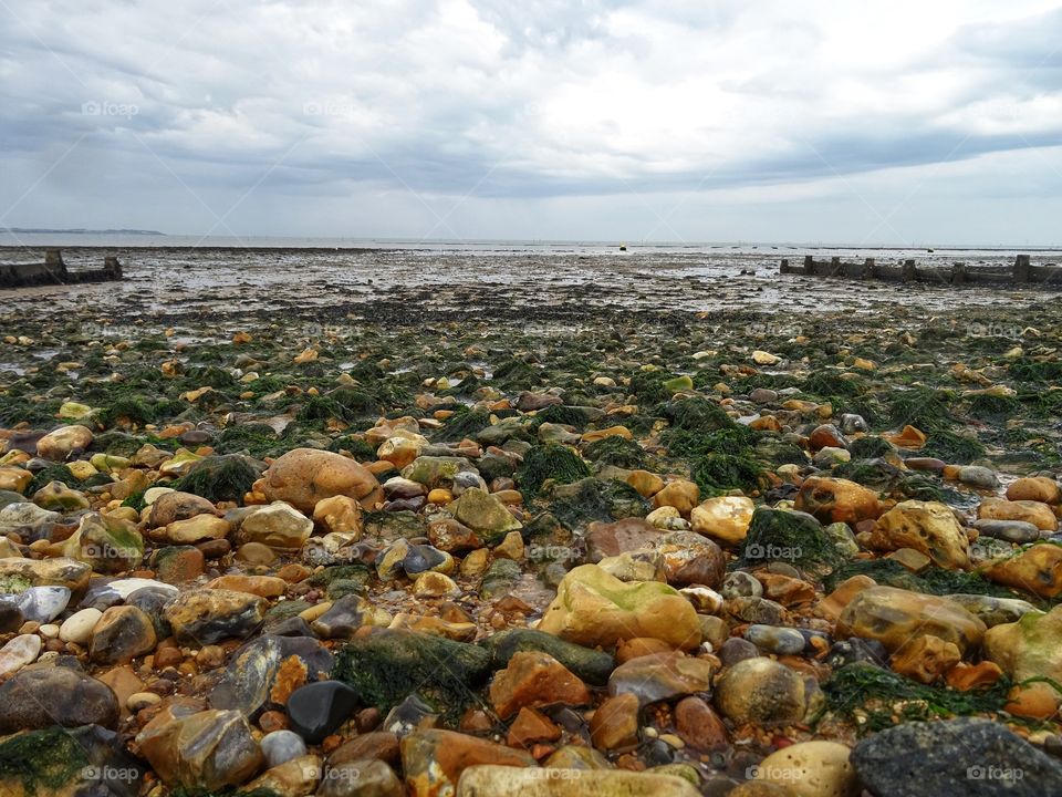 Stony surface at Eastbourne beach 