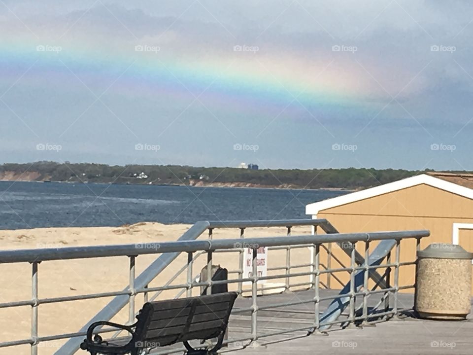 Beautiful rainbow at the beach. 