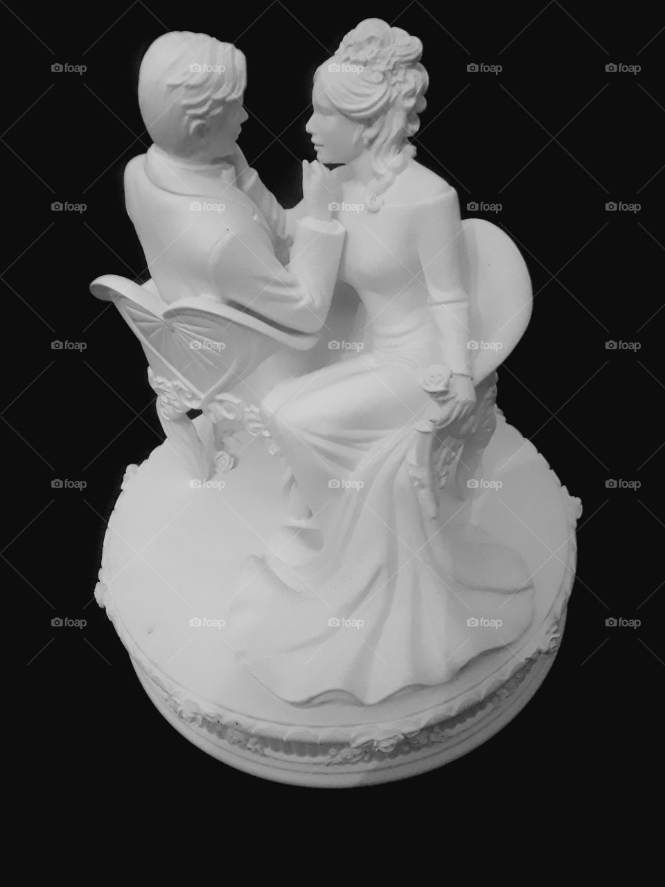 Wedding Cake Topper White on Black Backdrop