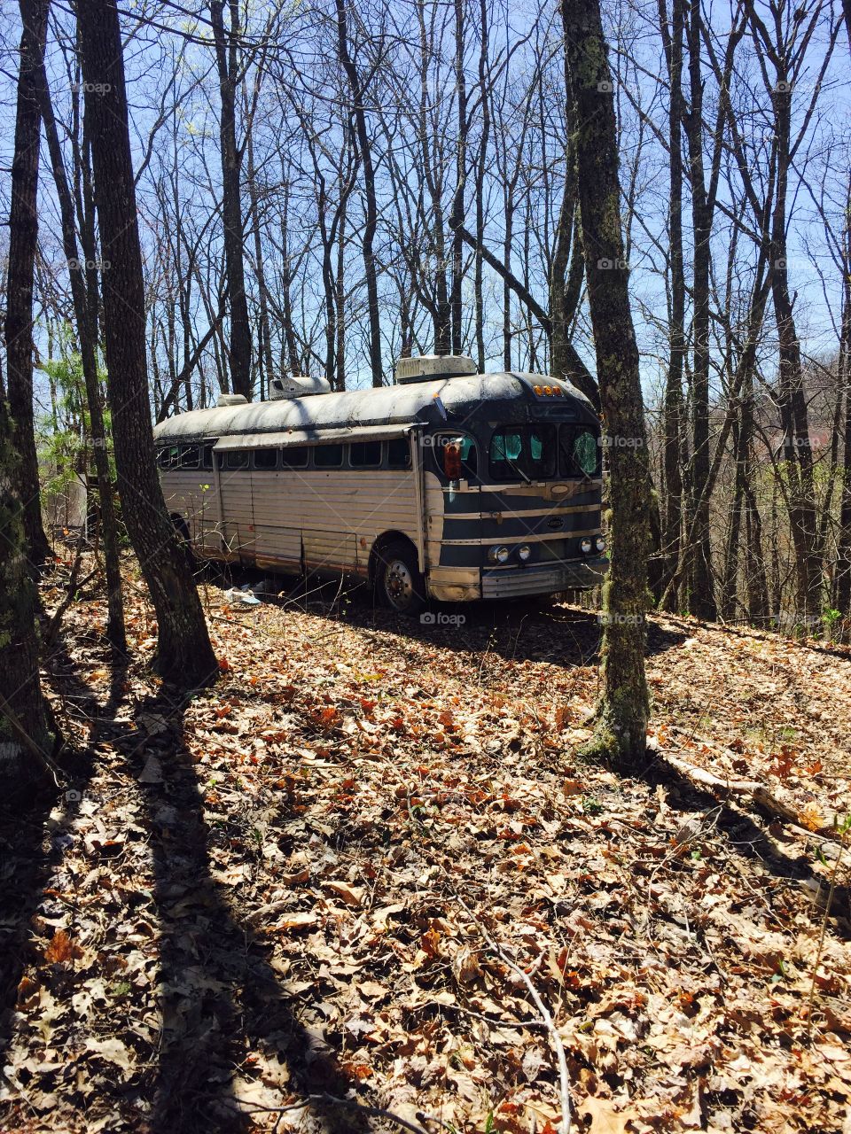 Abandoned travel bus