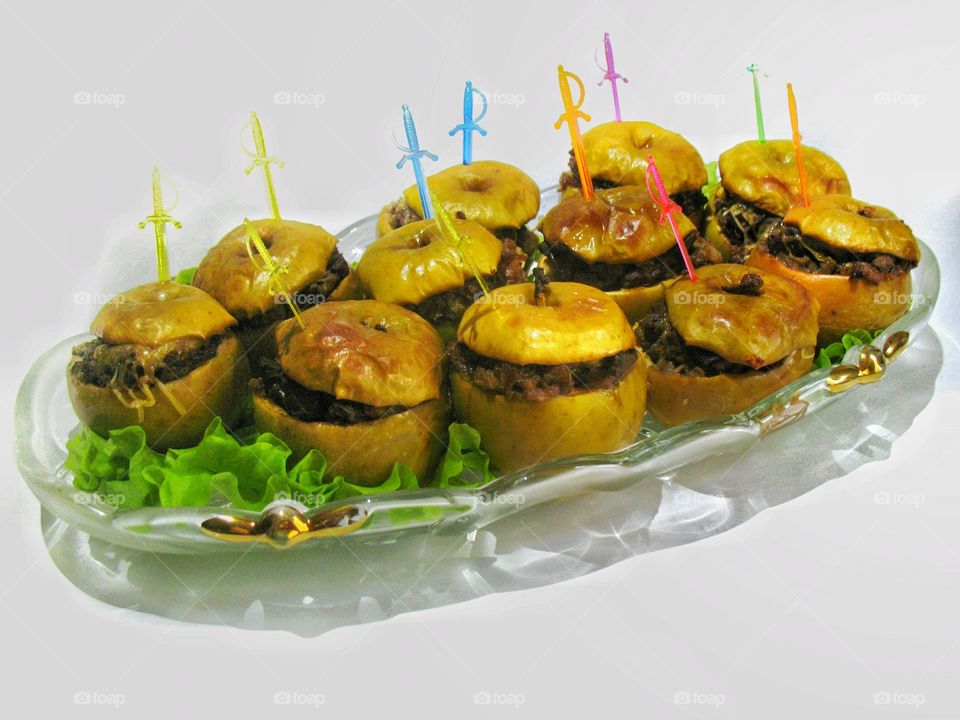 apples stuffed with chicken liver яблоки фаршированые  куриной печенью