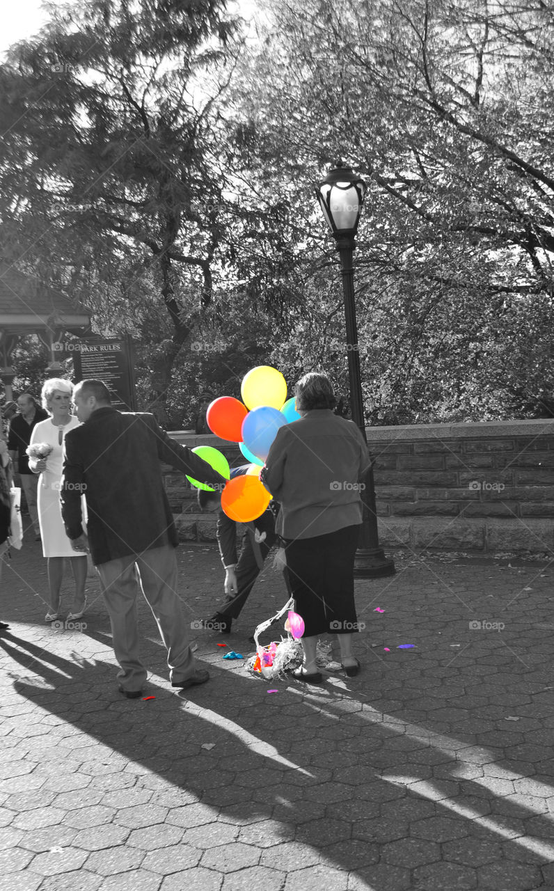 Balloons. Balloons left over from castle wedding in New York's Central Park