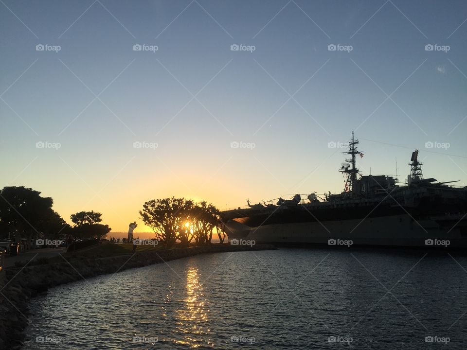 USS Midway at Sunset