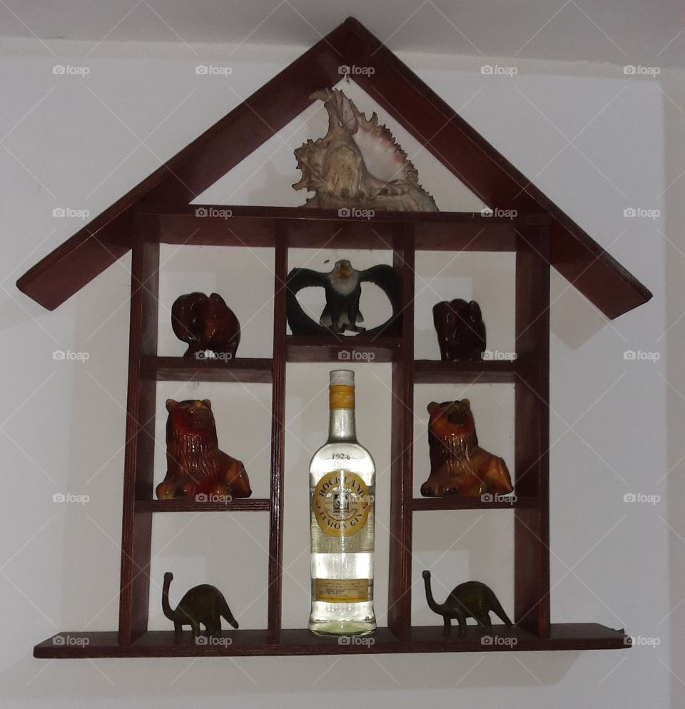 this is picture of beautiful small kid house. seashell, elephants, lines,dayanasor, bottle and eagle. this is beautiful picture.