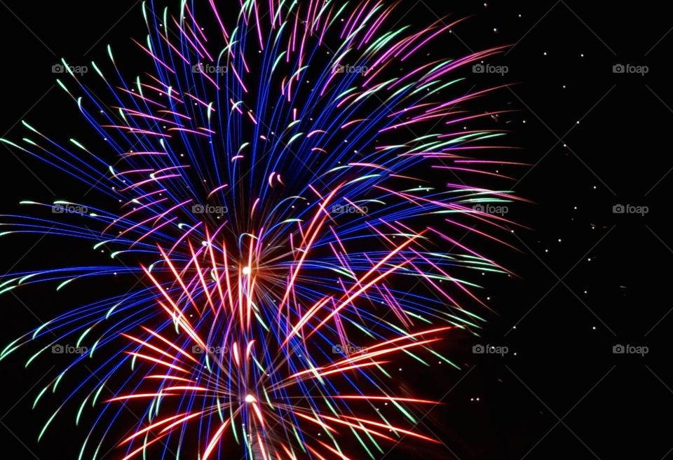 Long exposure fireworks shot on the 4th of July