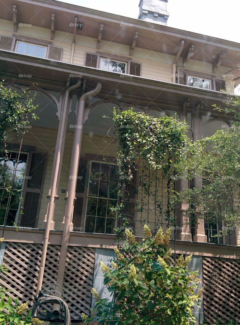 Fendall Hall. the side view of the porch at Fendall Hall