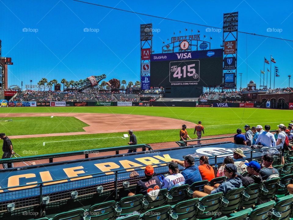 Summer afternoon at the the ballpark watching the San Francisco Giants play America’s summer pastime baseball 