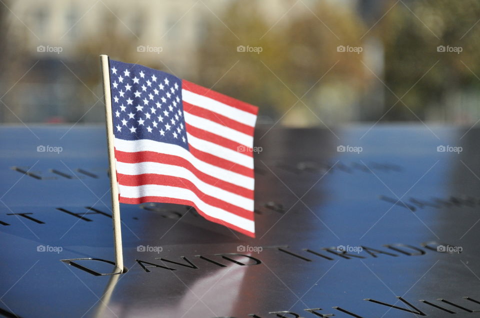 Flag at Ground Zero. A U.S. Flag on the Ground Zero Memorial.