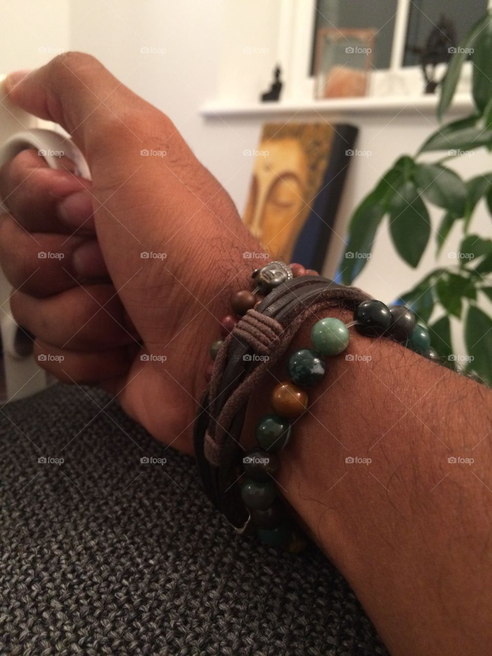 Enjoying the fruits of my labour making these ethnic gemstone beads 
with a nice cup of tea. 