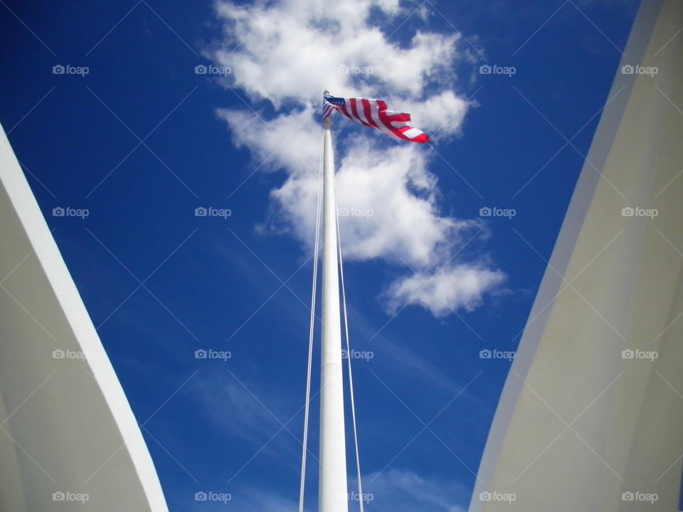 U.S. Flag over U.S.S. Arizona Memorial
