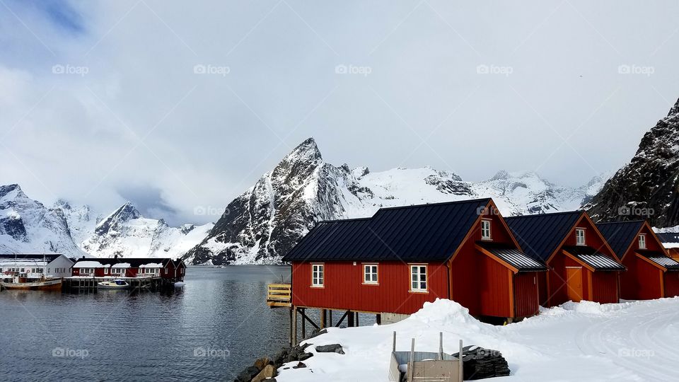 Beautiful Winter day at the Lofoten fishing village