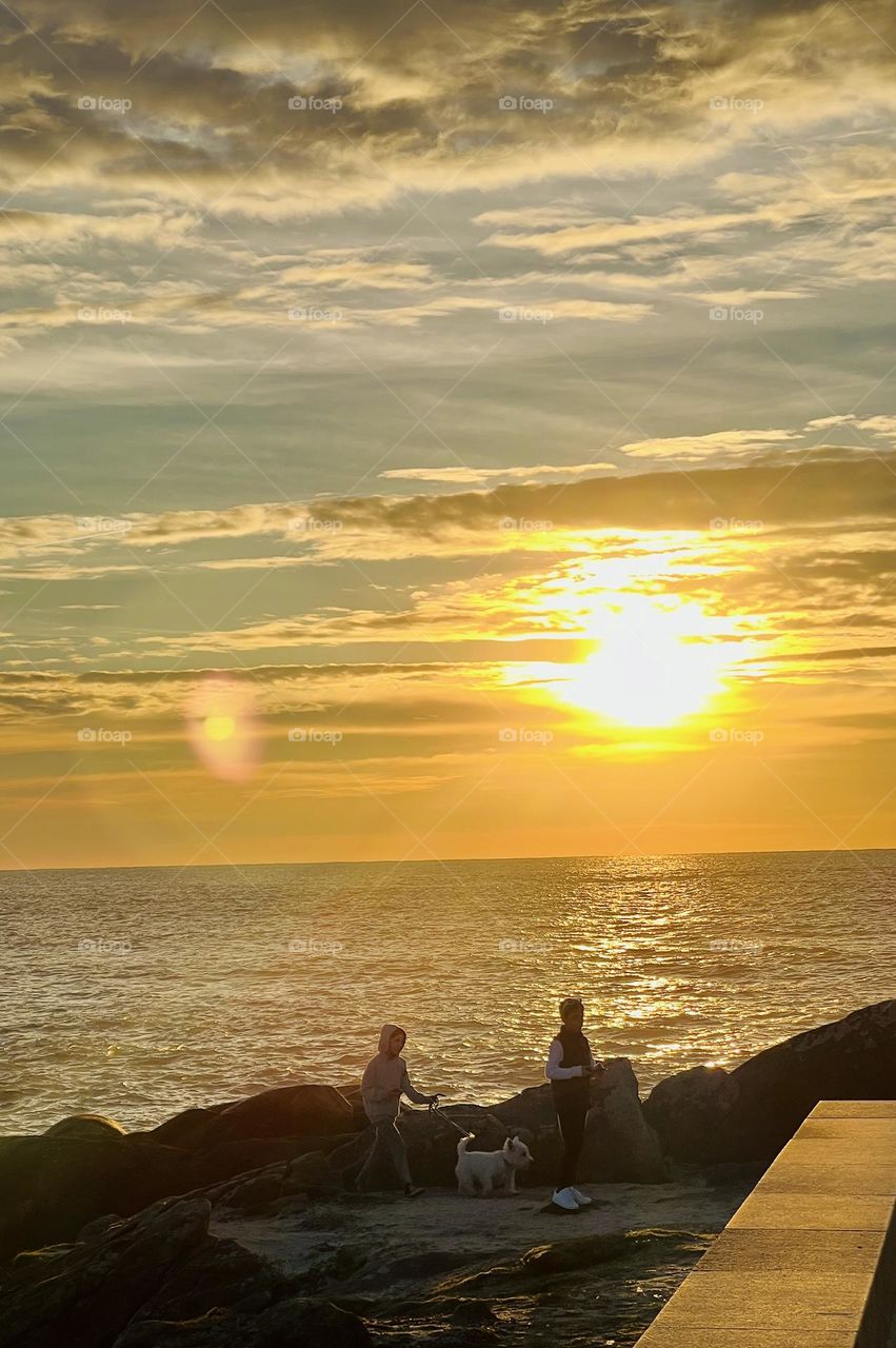 Walking the dog in the sunset