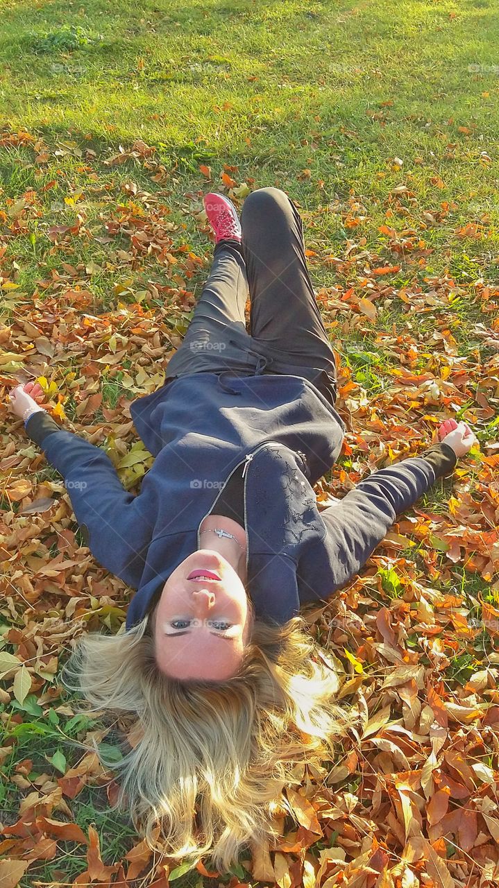 Fall, Nature, Leaf, Girl, Park