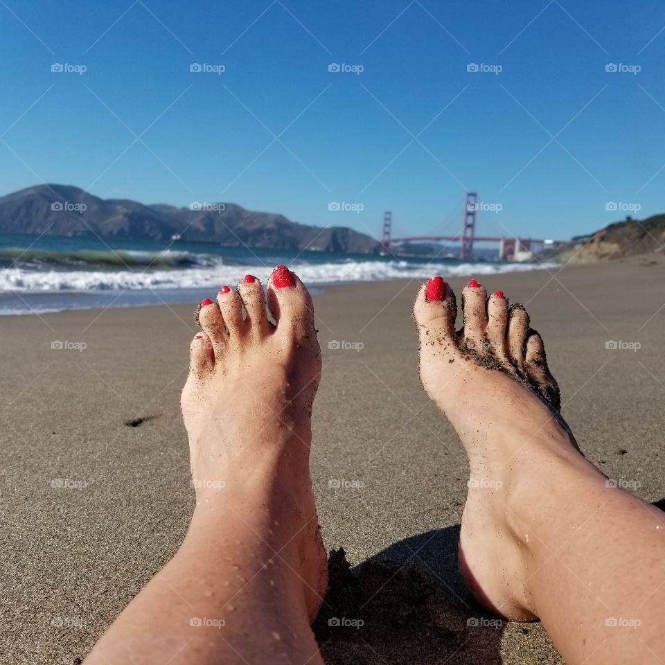 feet at the beach