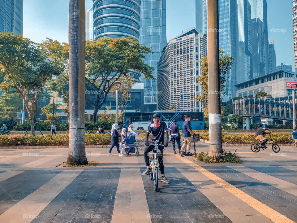 Me and my cycle on Sunday Morning at Gelora Bung Karno Sport Complex, Jakarta, Indonesia