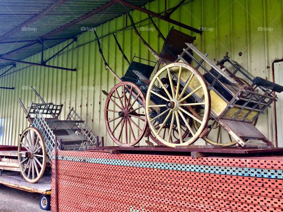Old carriage in a barn