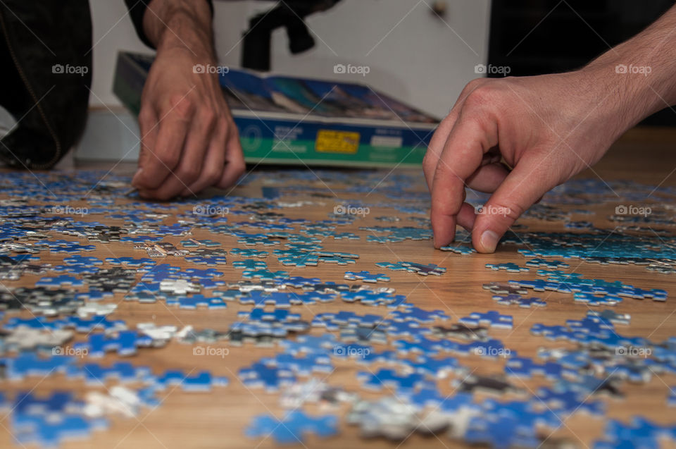 Working together on a puzzle