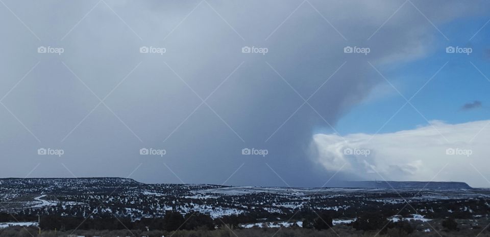 Snow storm over Largo Canyon