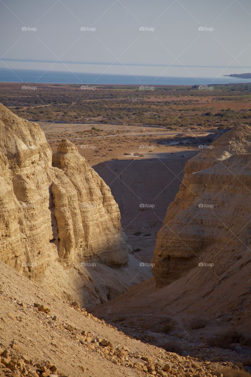 Qumran, Israel, where the dead sea scrolls were found in nearby caves