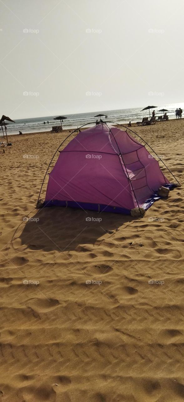 Nice camping near the beach in summer.