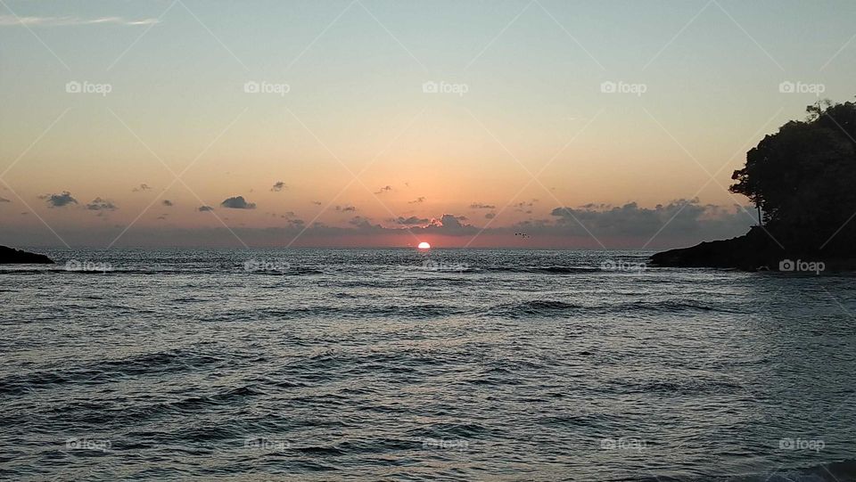 A very beautiful sunset on the seafront.