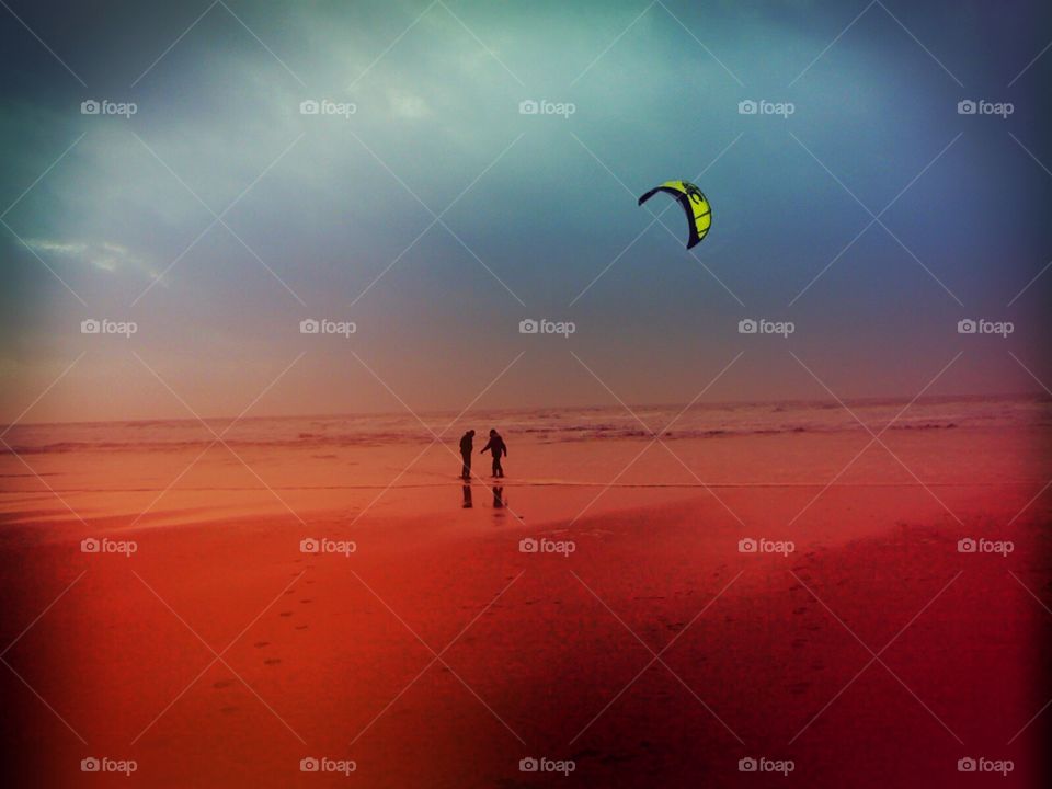 Fly a kite. Kite flying on the Devon coast