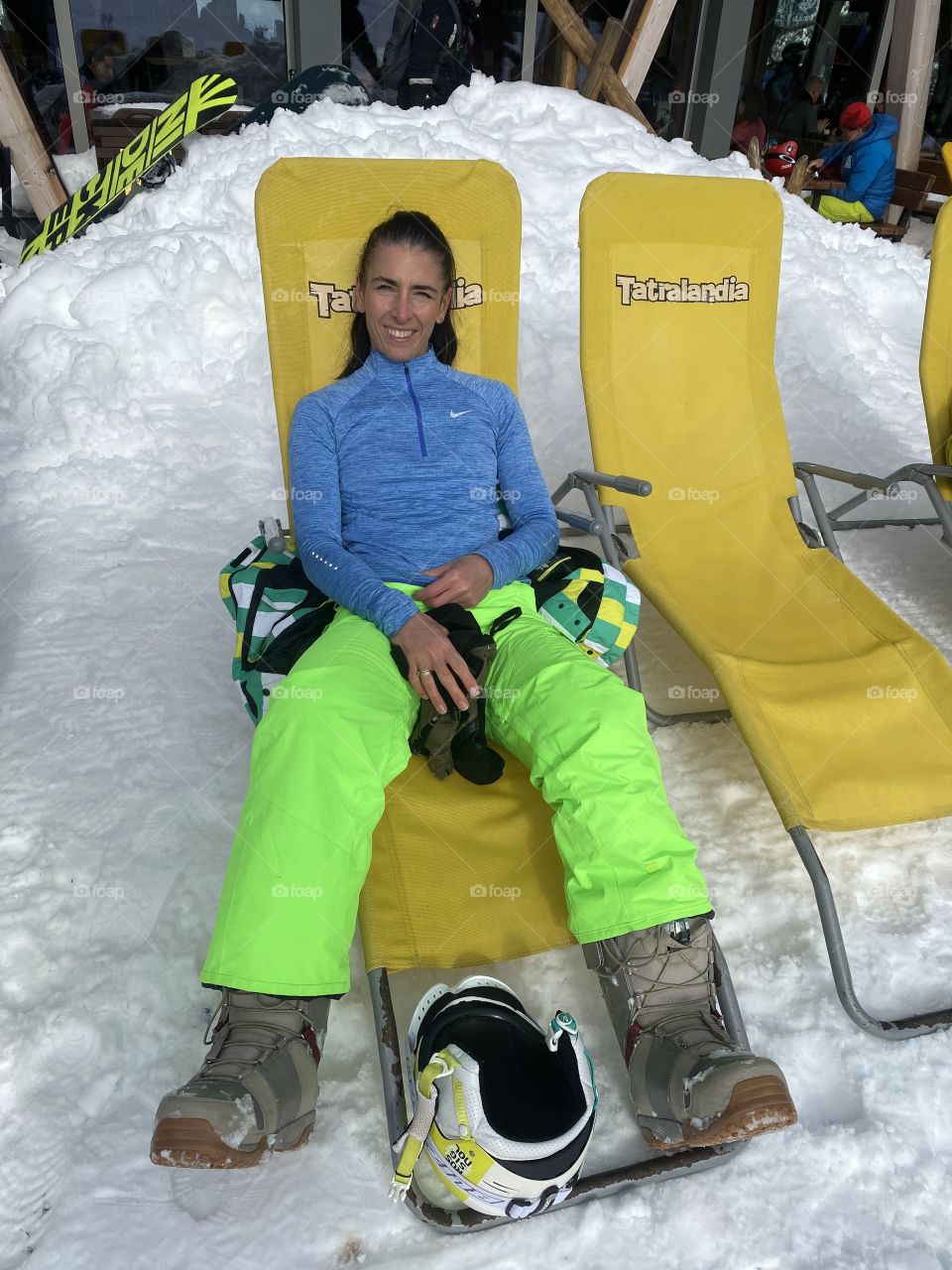 A bit of rest after snowboarding 