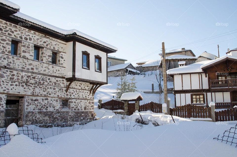 Winter in Ravnogor Village, Bulgaria