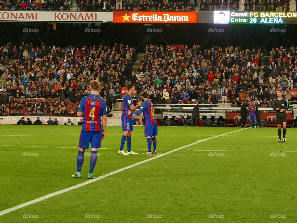 Football players in stadium