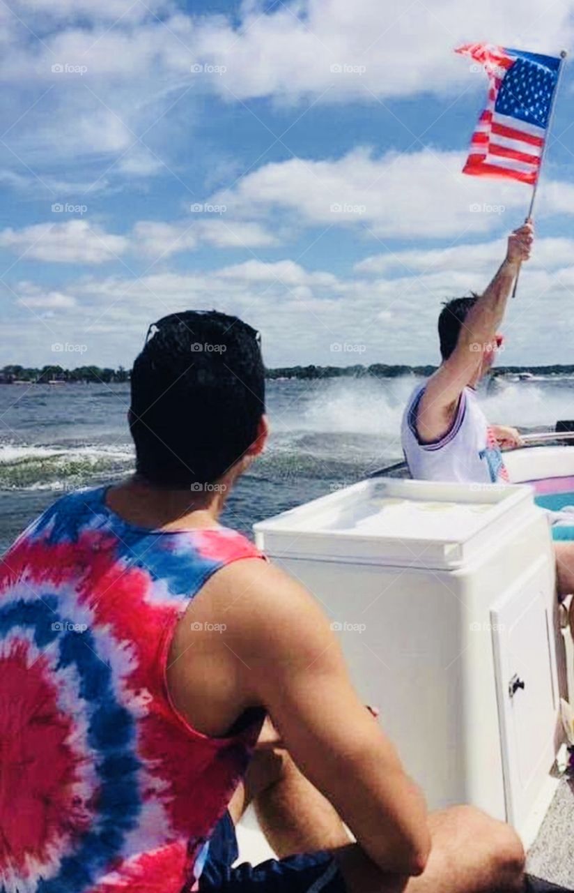 When the boat had no flag holder, you improvise. 