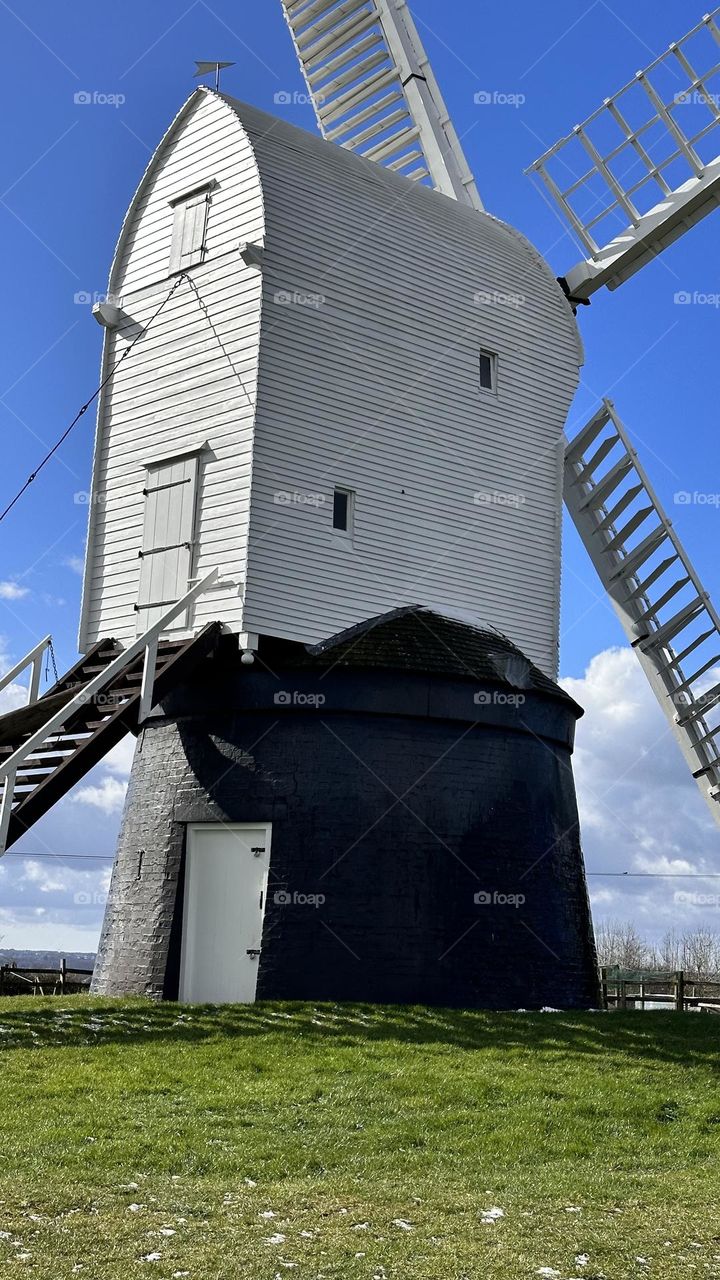 A close up of a windmill