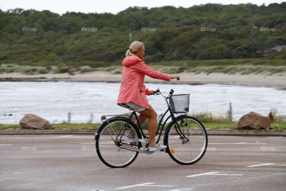 Happy girl bike landscape 